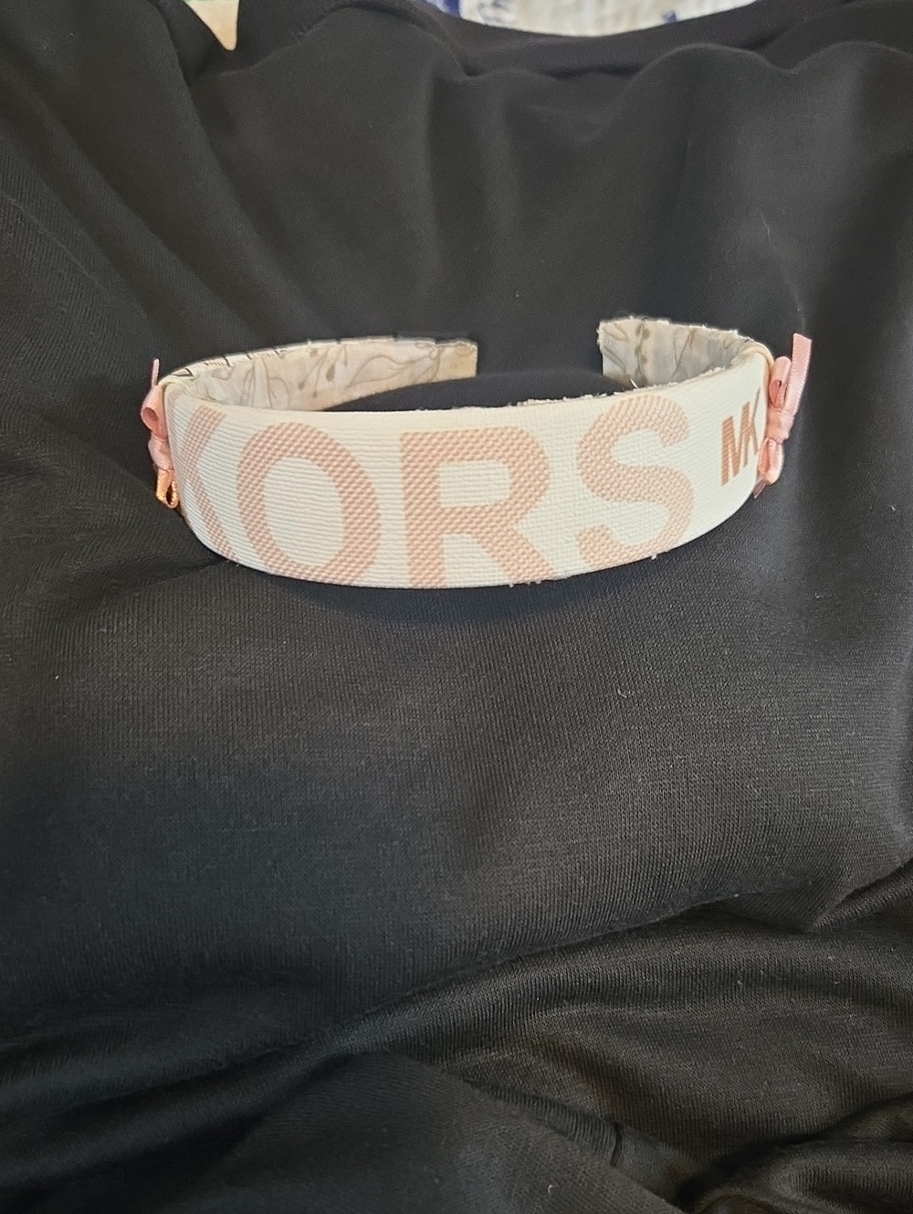 Fashion Handmade Pink and Cream Signature Logo Headband